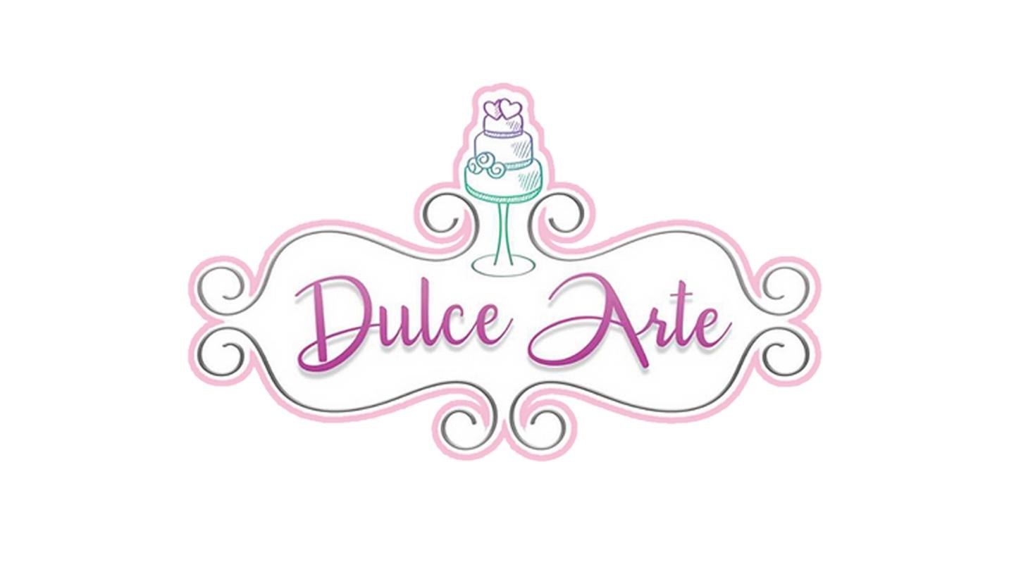 A drawing of a cake tops the logo of Dulce Arte in a section that describes the store’s sweets and coffees.
