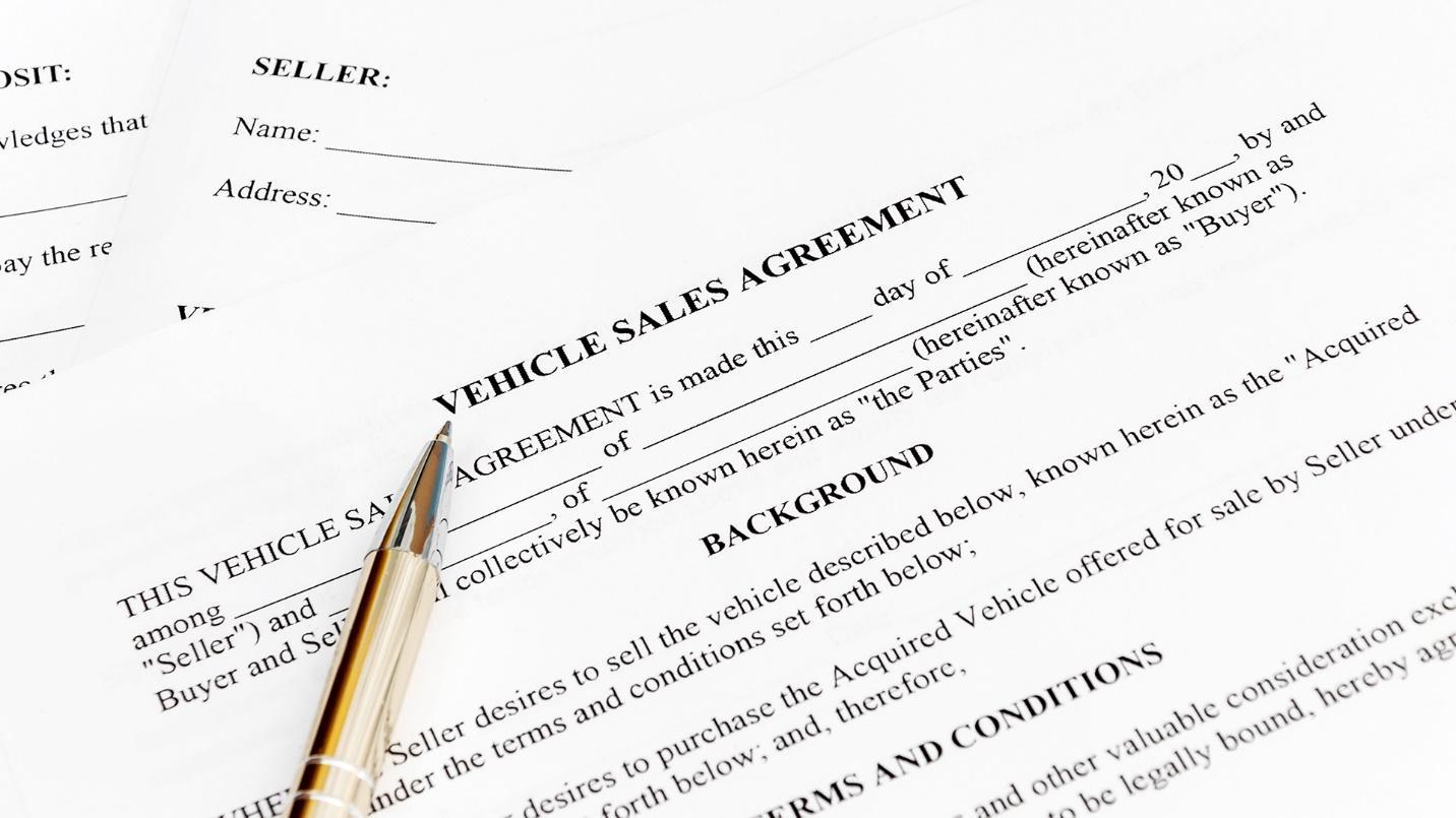 vehicle sales agreement form to fill out