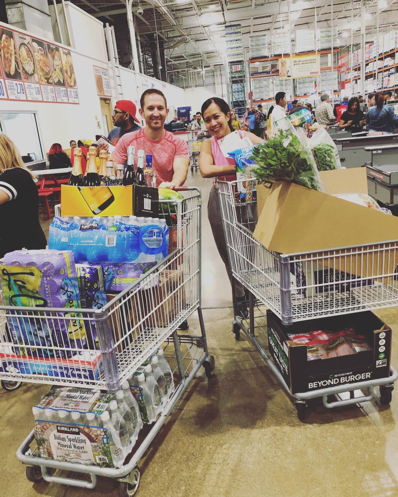 Sam, Lorrie, and a ton of food, drinks, and supplies for the event