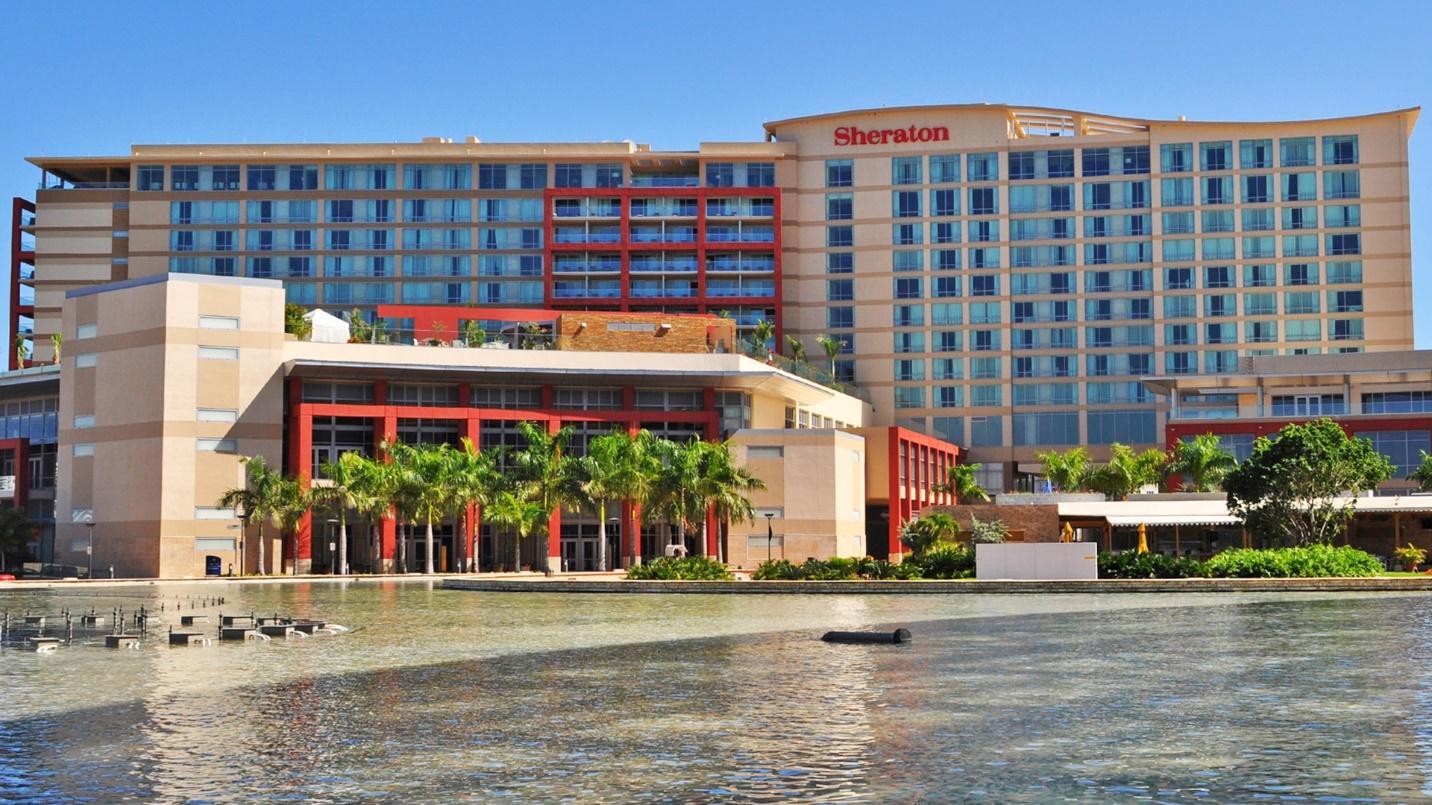 The entrance to Sheraton Puerto Rico Hotel and Casino in a section describing this San Juan hotel’s amenities and rates. 