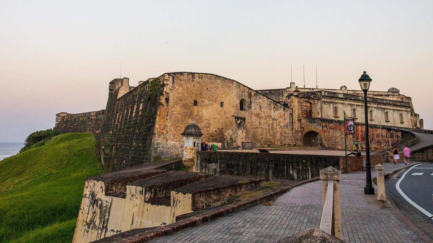 A cobblestone walkway leads to the entrance of Castillo San Cristobal, the largest Spanish fortress in Puerto Rico. 