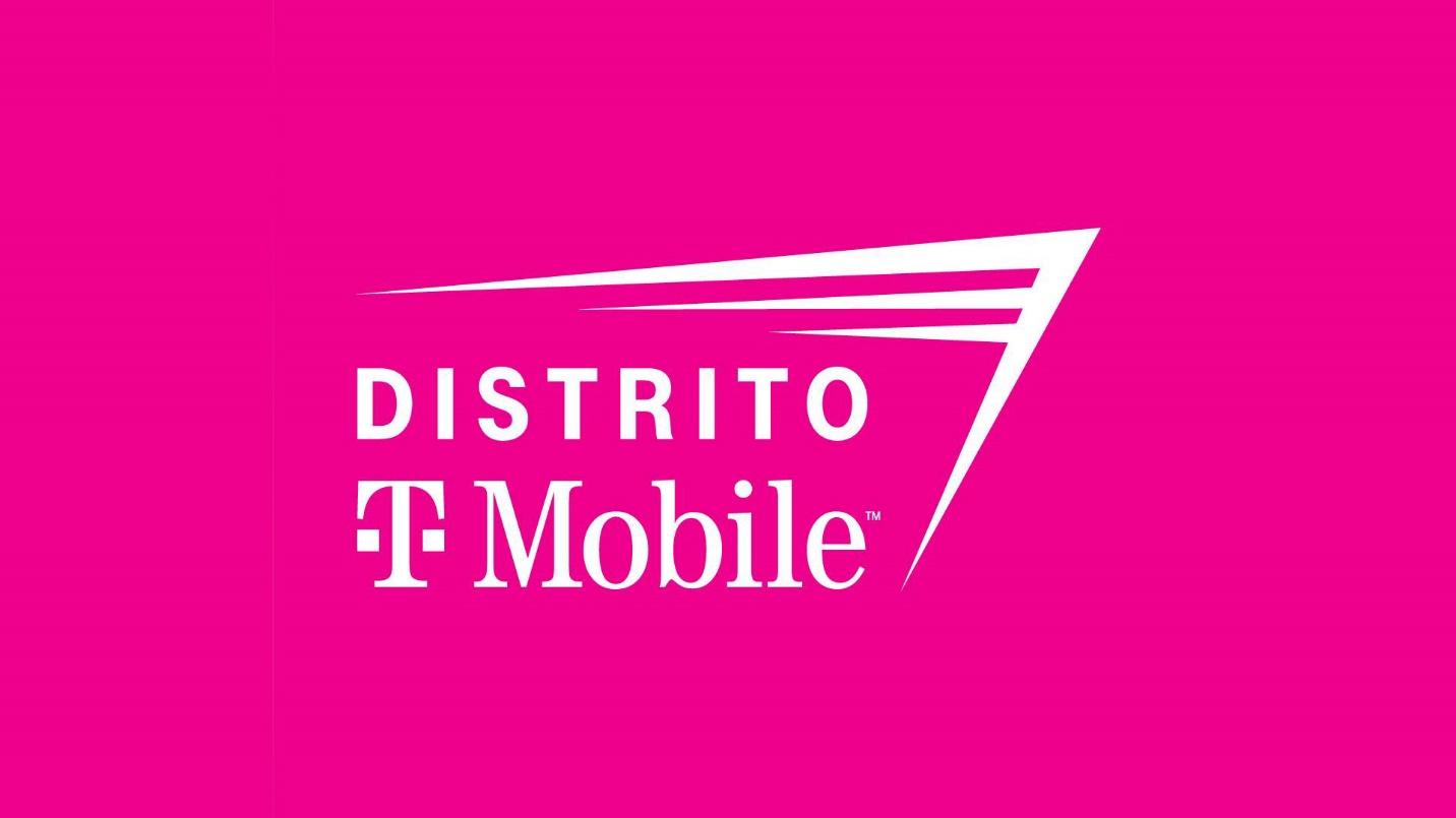 A pink and white ad for DISTRITO T-Mobile in a section about the complex’s food and entertainment possibilities.
